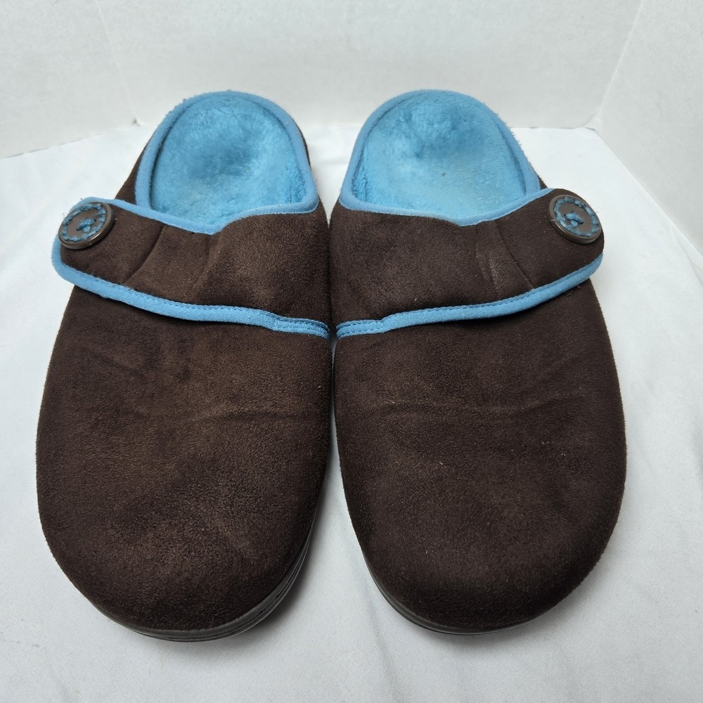 Vionic Laura Slippers Orthaheel Brown Womens 9 Adjustable Strap Indoor Outdoor